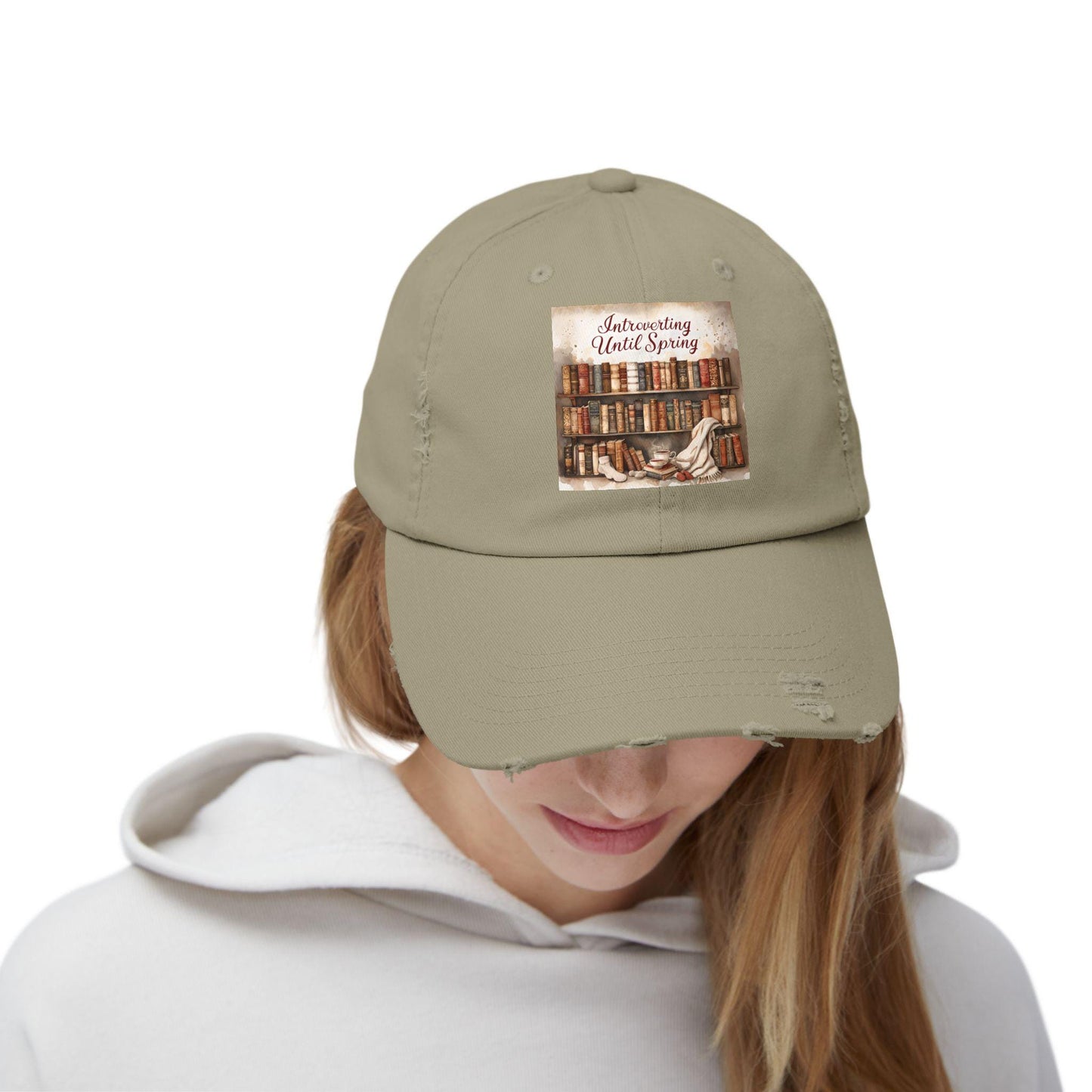 Introverting Until Spring Distressed Cap: Cozy Book Lover Gift