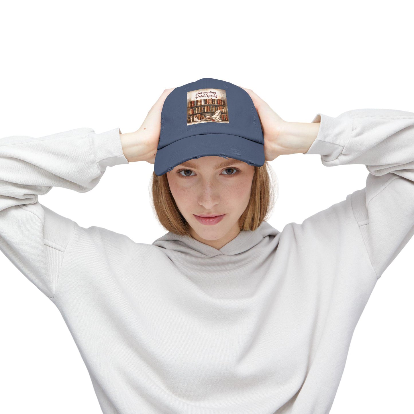 Introverting Until Spring Distressed Cap: Cozy Book Lover Gift