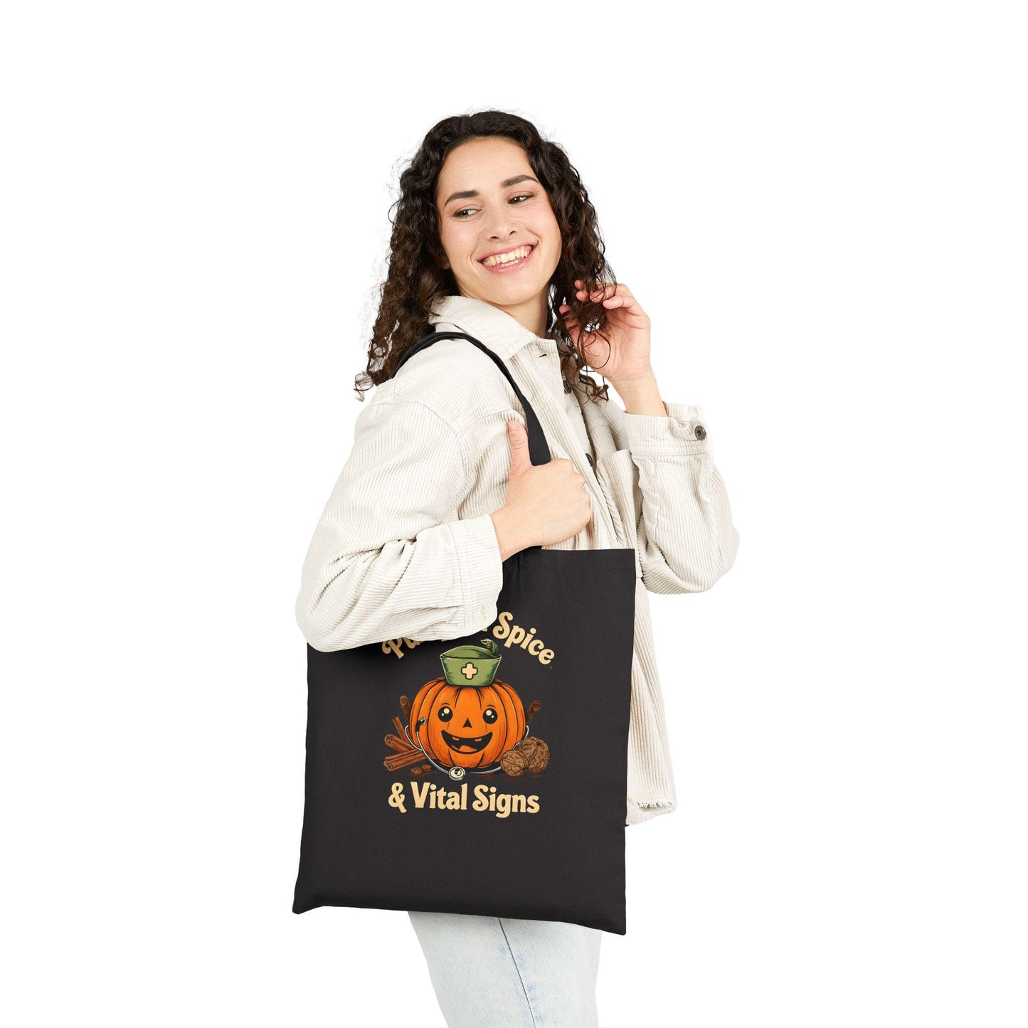Pumpkin Spice Tote Bag: Halloween Fall Accessory, Eco-Friendly Canvas