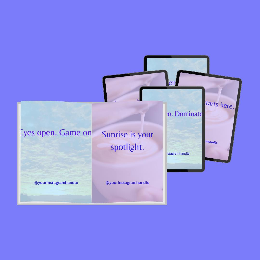 100 Morning Motivation Canva Templates | Sunrise Quote Bundle Editable