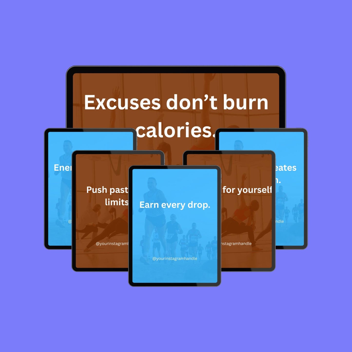 Fitness Motivation Quotes Canva Template: Editable Wellness Social Media Graphics (Digital Download)