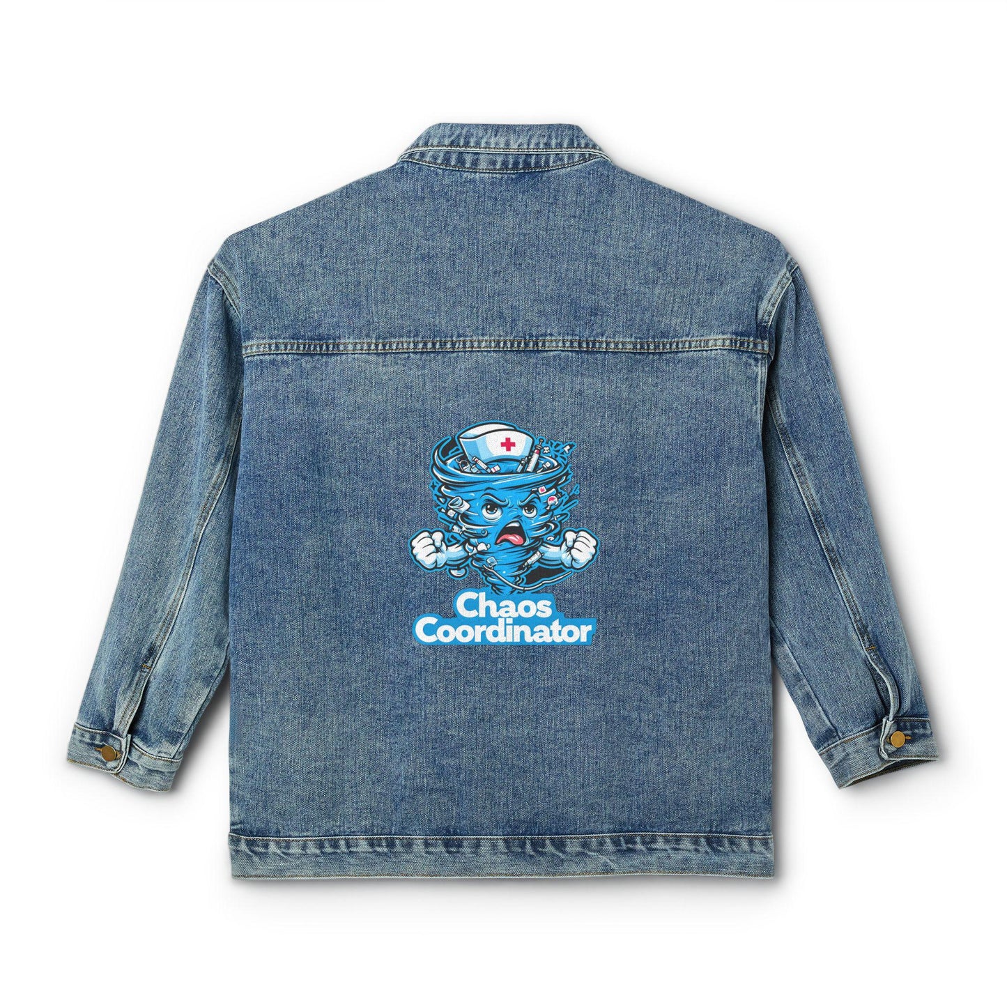 Chaos Coordinator Denim Jacket: Oversized Trendy Women's Coat