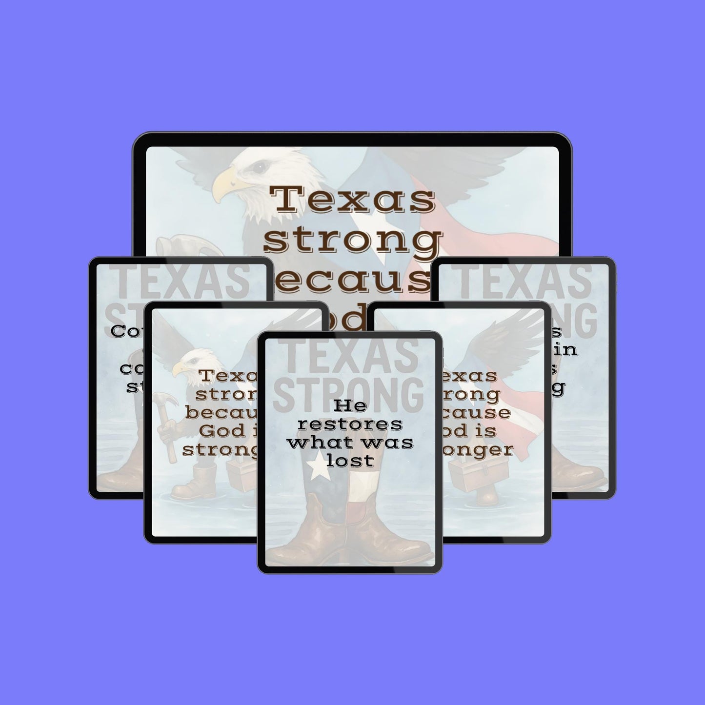Texas Strong Faith Quotes: Christian Canva Templates (PNG Digital Download)