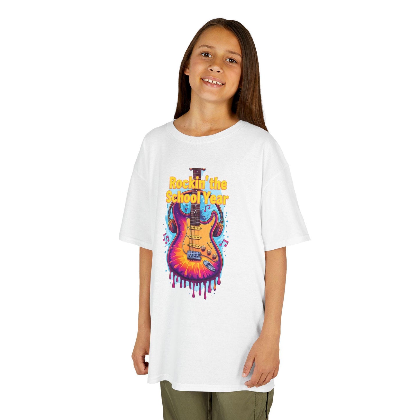 Electric School Year Kids Tee: Music Lover Graphic Shirt