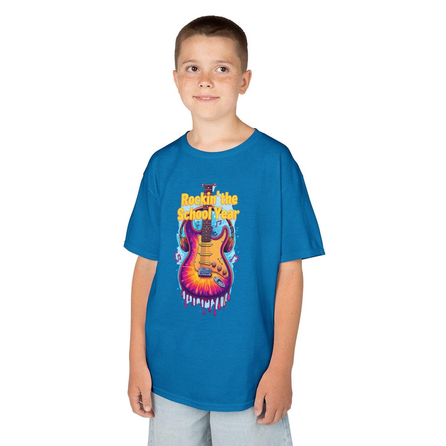 Electric School Year Kids Tee: Music Lover Graphic Shirt
