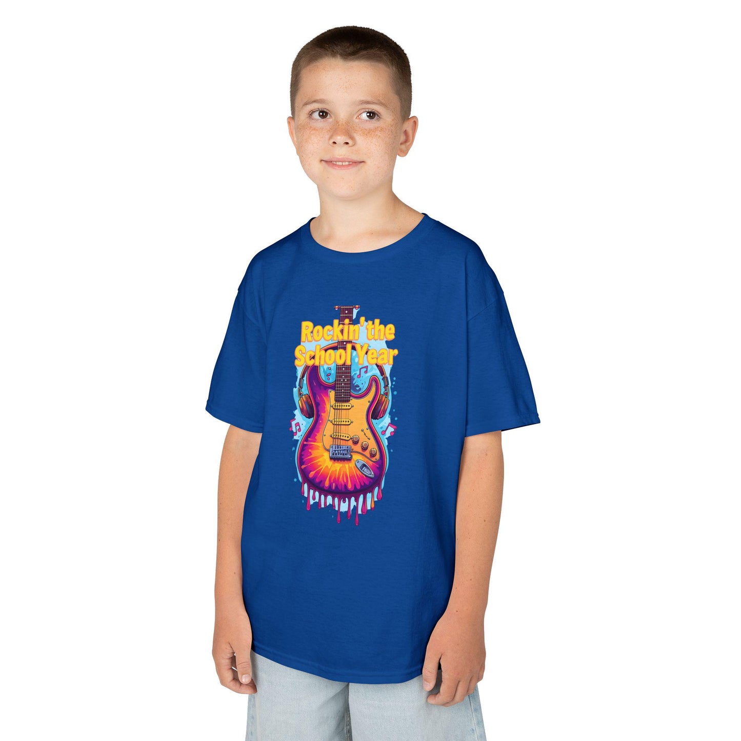 Electric School Year Kids Tee: Music Lover Graphic Shirt