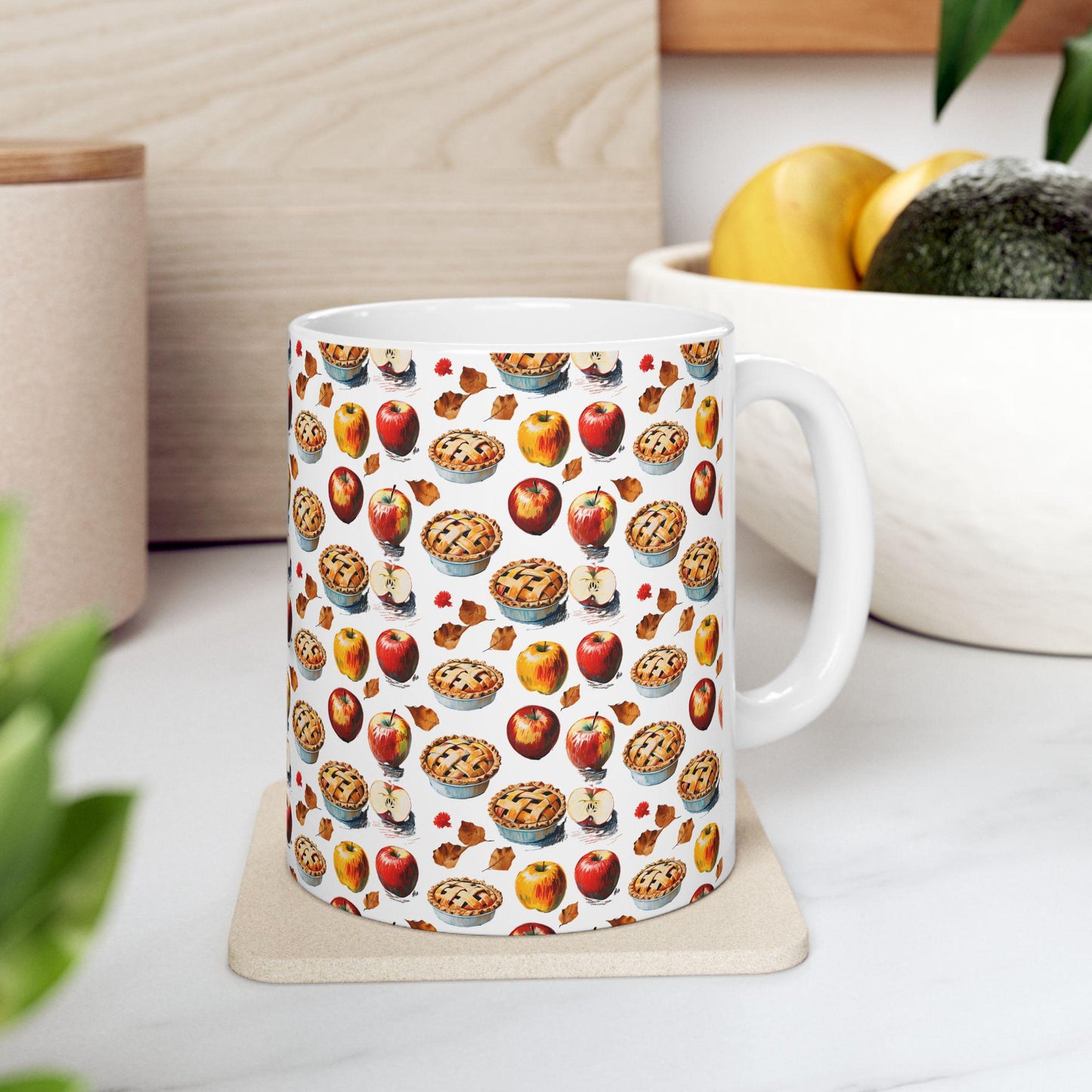 Autumn Pie Ceramic Mug: Cozy Fall Kitchen Decor
