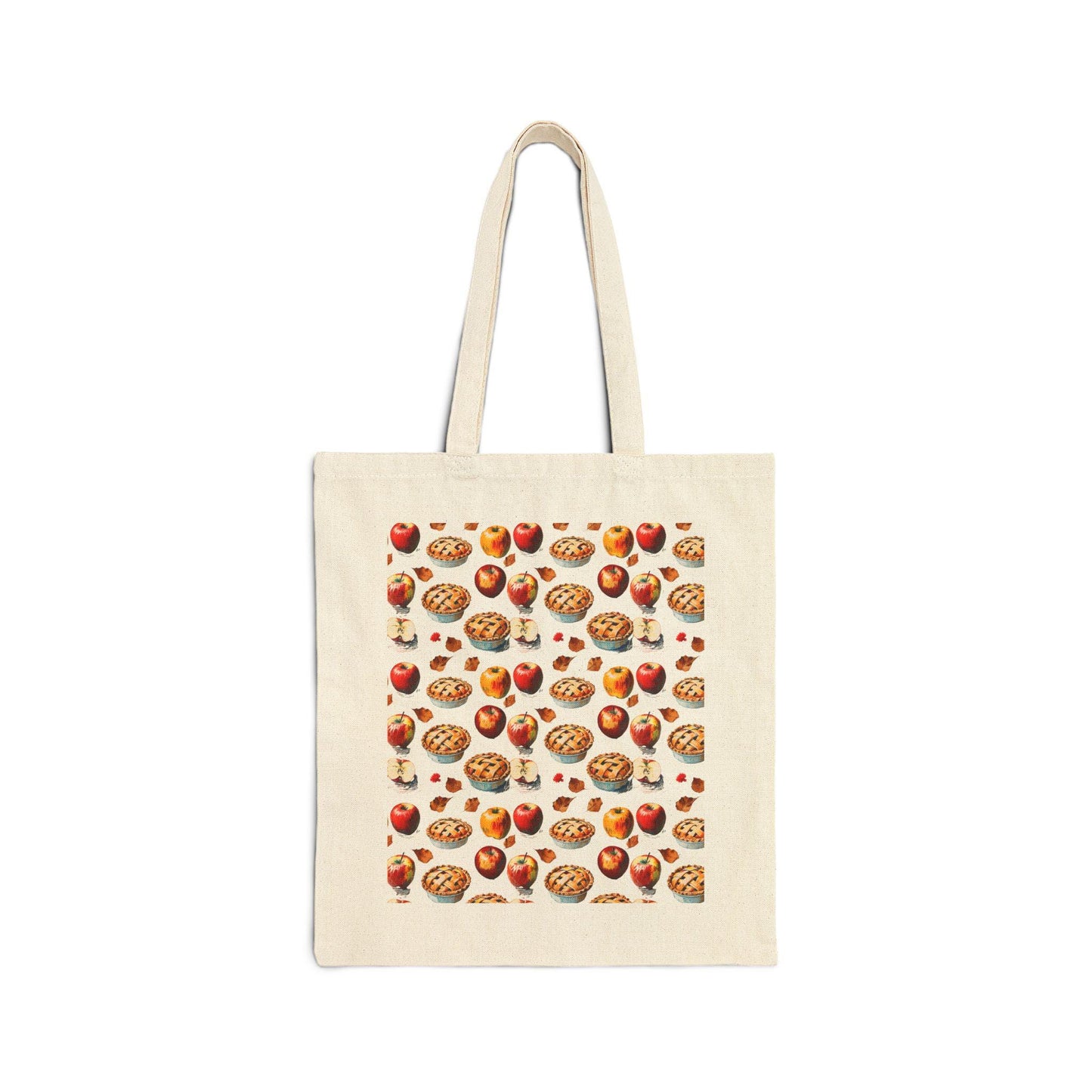 Cute Foodie Cotton Canvas Tote Bag, Apple Pie Tote, Shopping Bag for Food Lovers, Grocery Tote, Eco-Friendly Bag, Gift for Chefs & Cooks