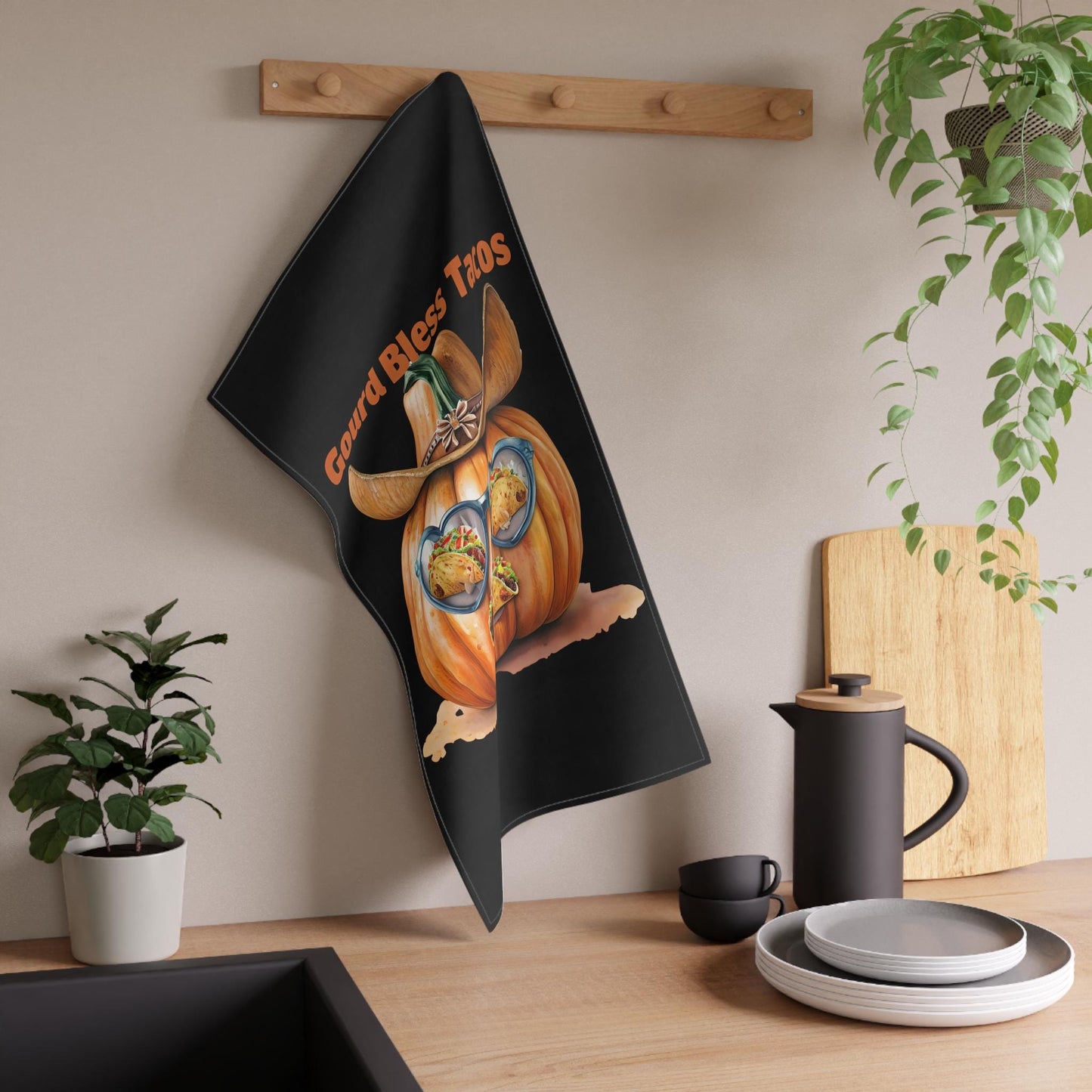 Festive Taco Tea Towel: Gourd Bless Fall Kitchen Decor