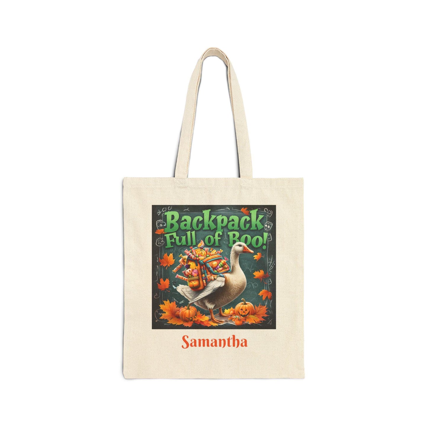 Spooky Goose Cotton Canvas Tote Bag: Halloween Trick or Treat Carryall