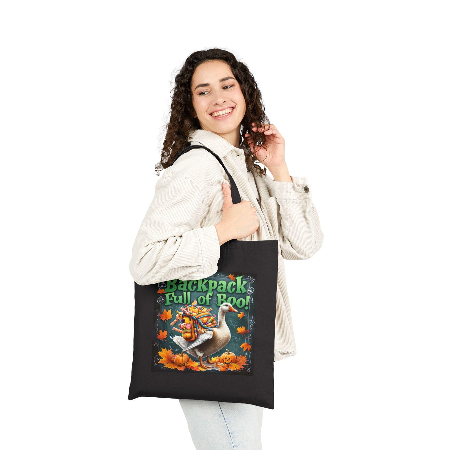 Spooky Goose Cotton Canvas Tote Bag: Halloween Trick or Treat Carryall