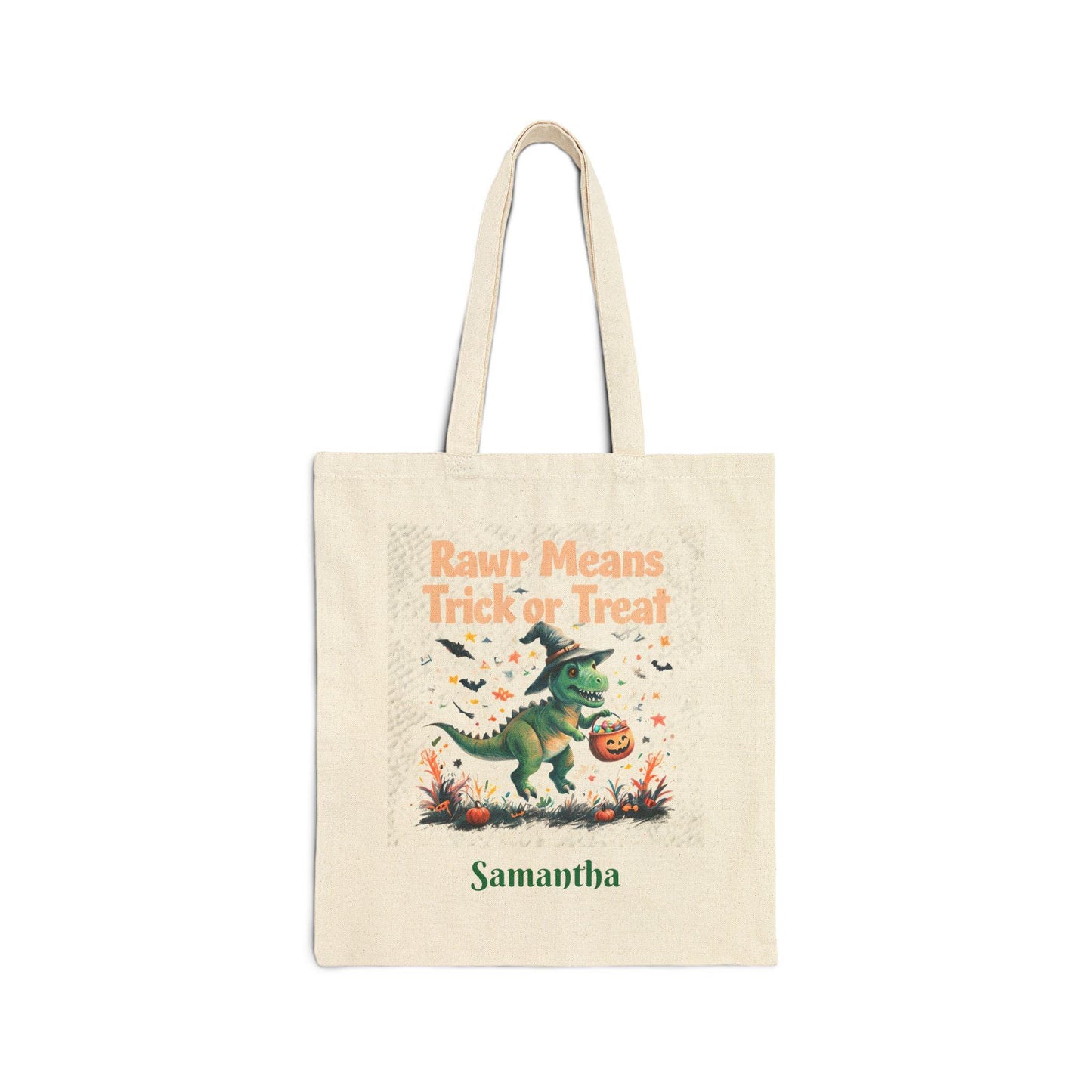 Dinosaur Halloween Tote Bag: Rawr Trick or Treat, Custom Kids Gift