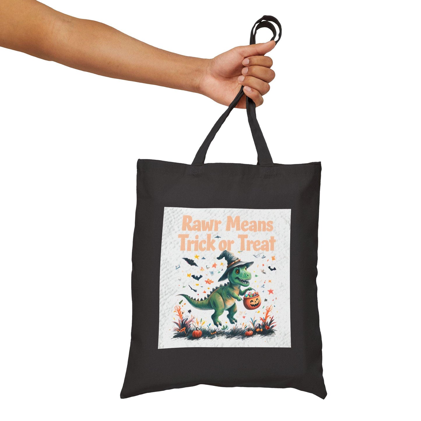 Dinosaur Halloween Tote Bag: Rawr Trick or Treat, Custom Kids Gift