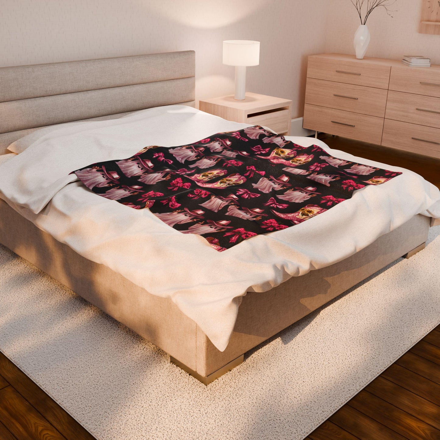 Pink Western Plush Blanket: Glam Cowgirl Home Decor Throw