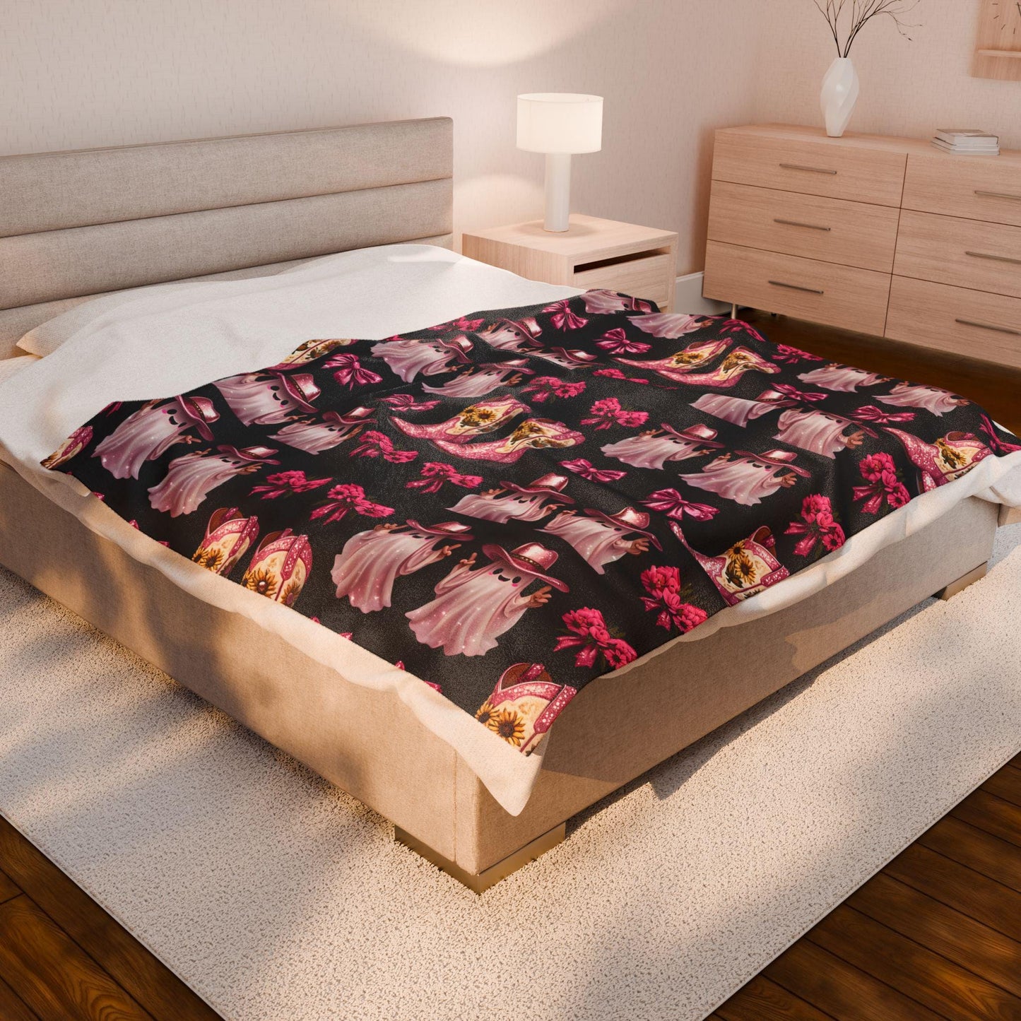 Pink Western Plush Blanket: Glam Cowgirl Home Decor Throw
