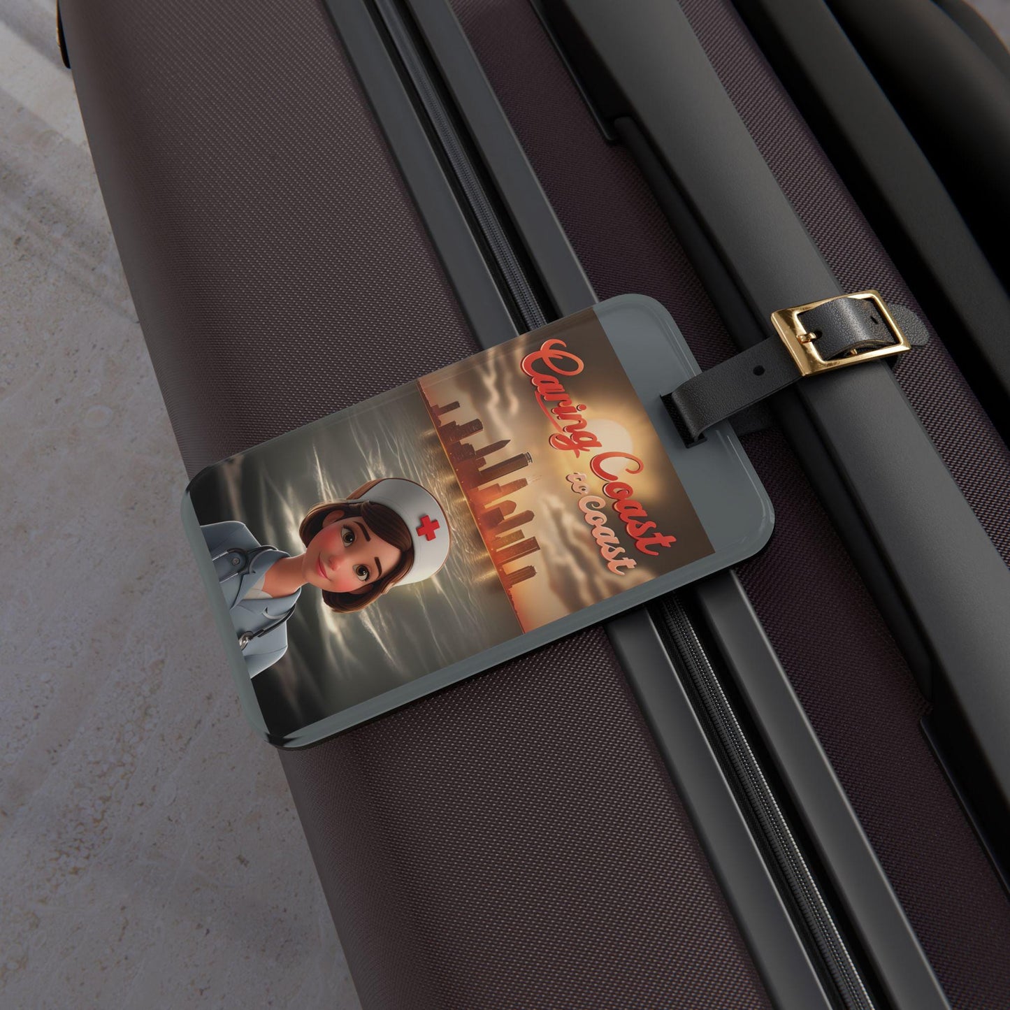 Nurse Luggage Tag: Acrylic Travel Accessory with Leather Strap