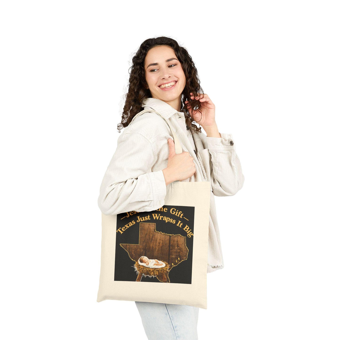 Jesus Is the Gift Cotton Canvas Tote Bag: Faith-Based Christmas Shopping