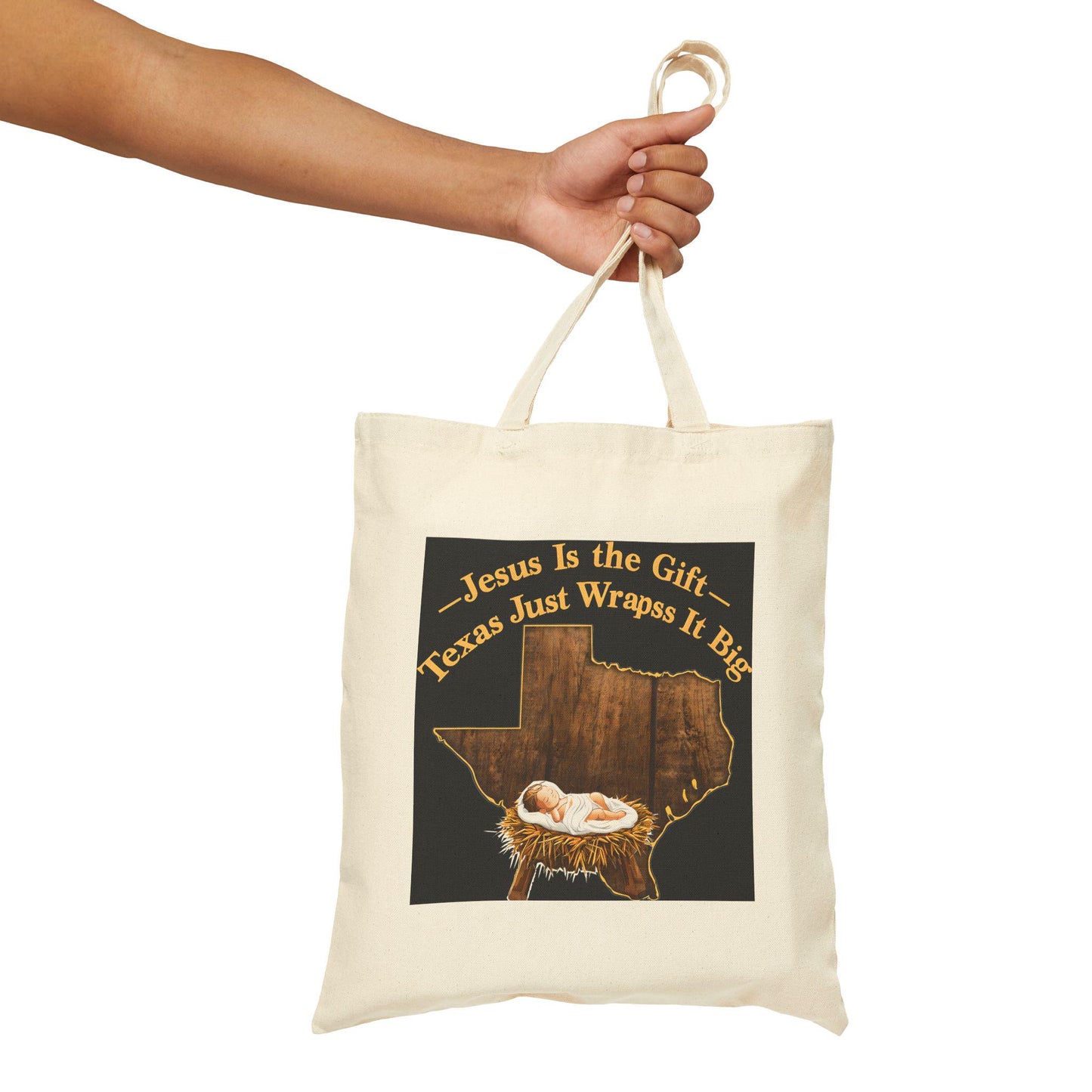 Jesus Is the Gift Cotton Canvas Tote Bag: Faith-Based Christmas Shopping