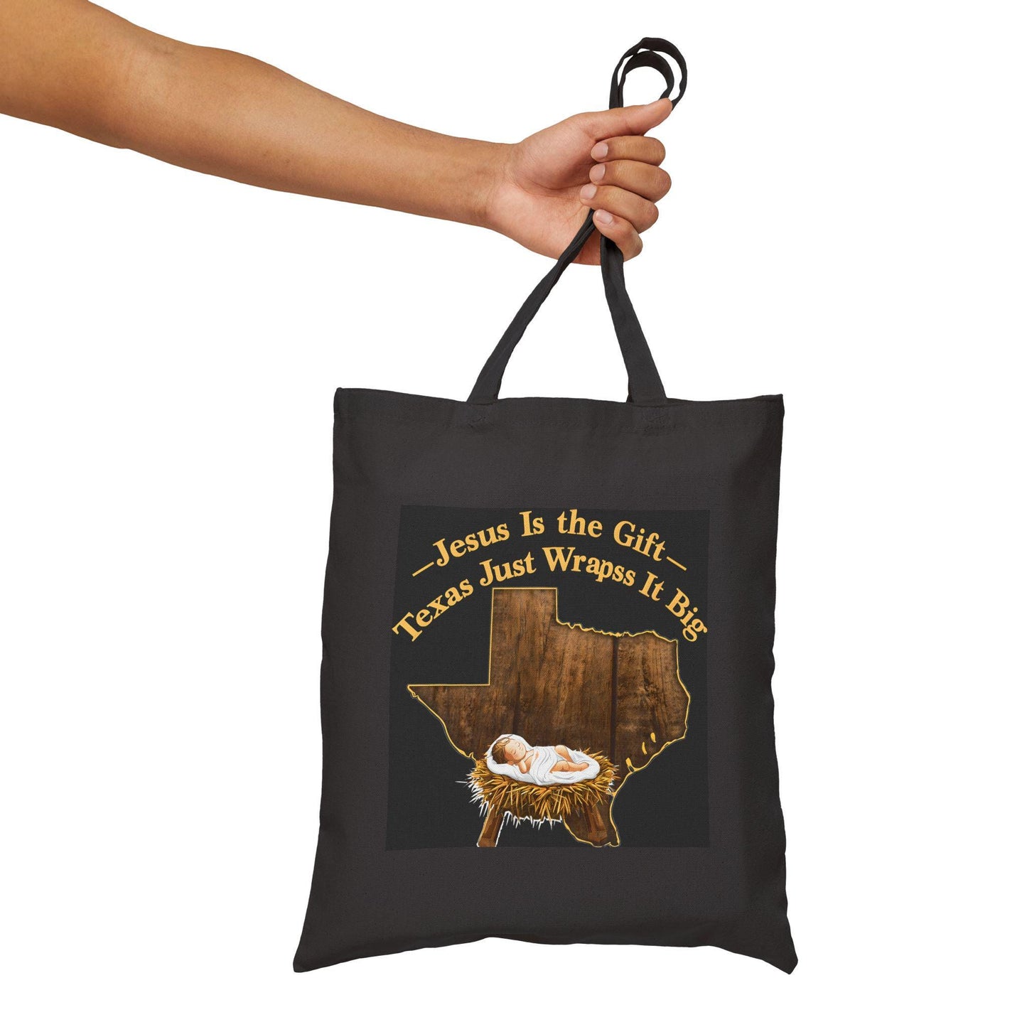 Jesus Is the Gift Cotton Canvas Tote Bag: Faith-Based Christmas Shopping