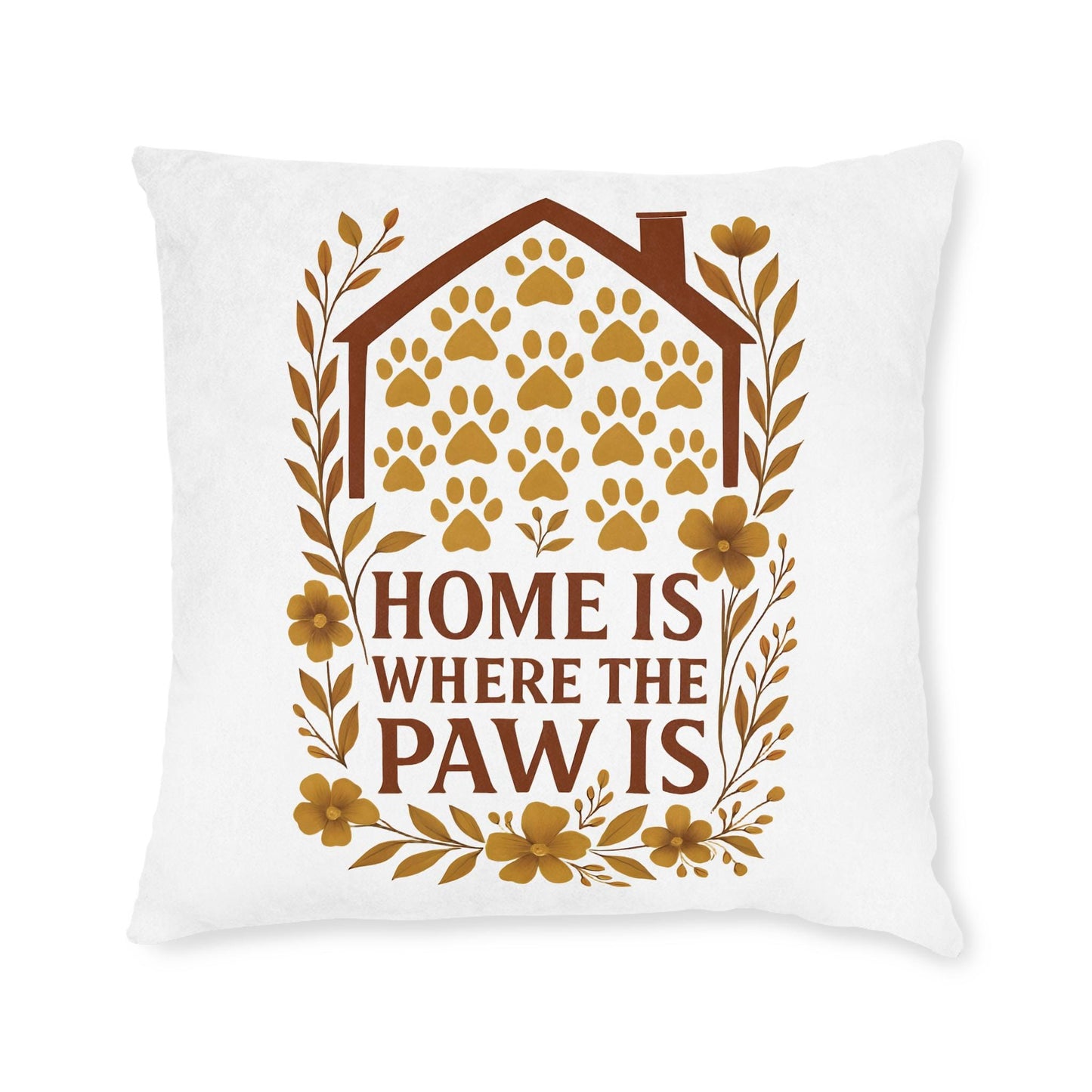 Home is Where the Paw Is Pillow: Cozy Faux Suede Pet Lover Cushion