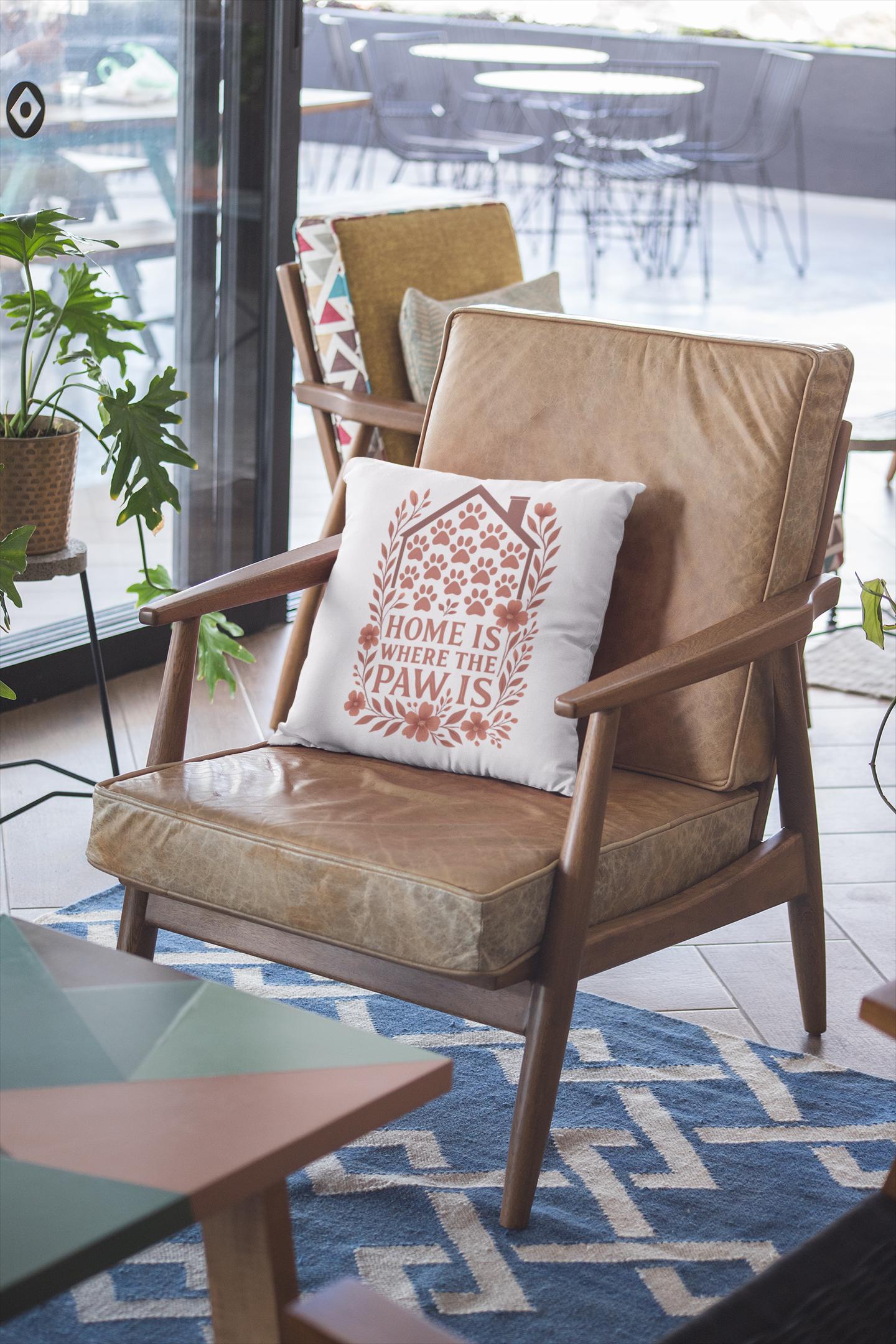 Cozy Faux Suede Pet Lover Pillow: Home is Where the Paw Is
