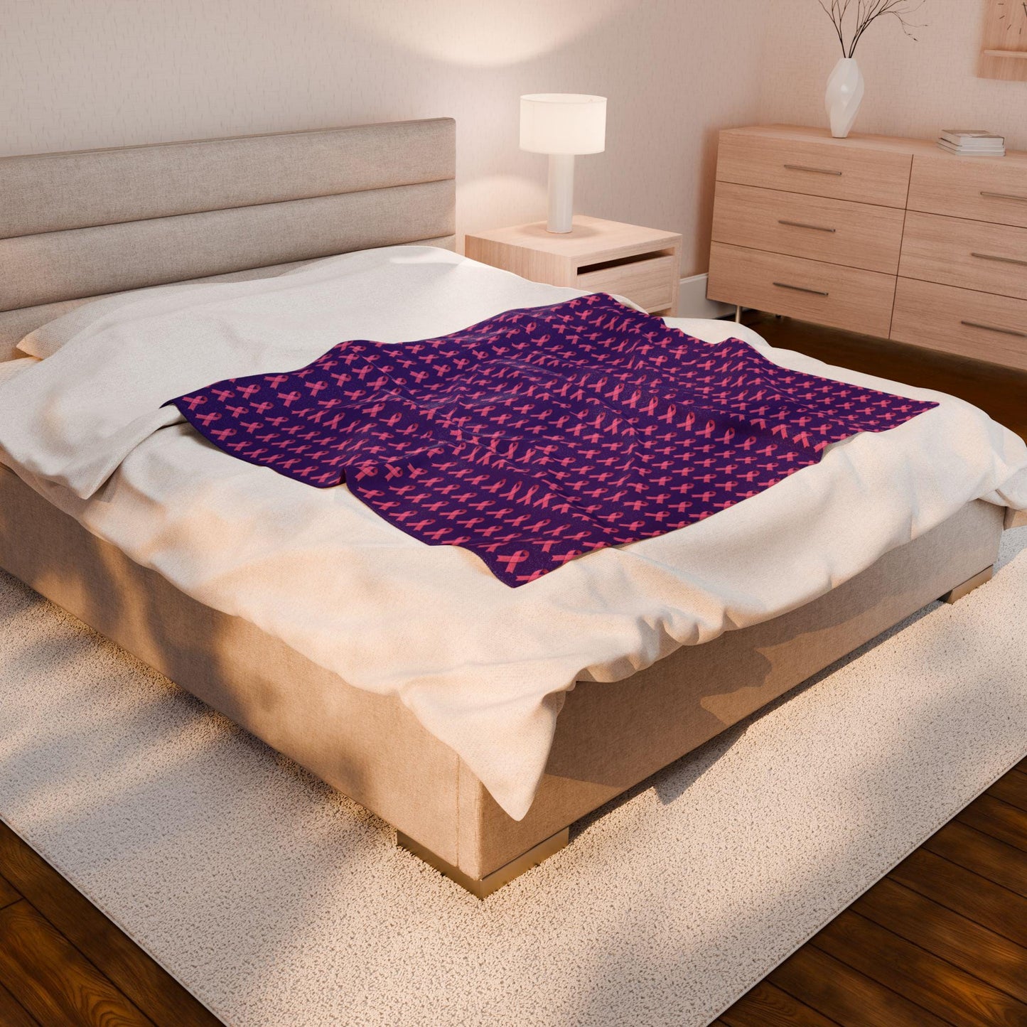 Soft Pink Velveteen Plush Blanket: Cozy Throw, Comfort Gift