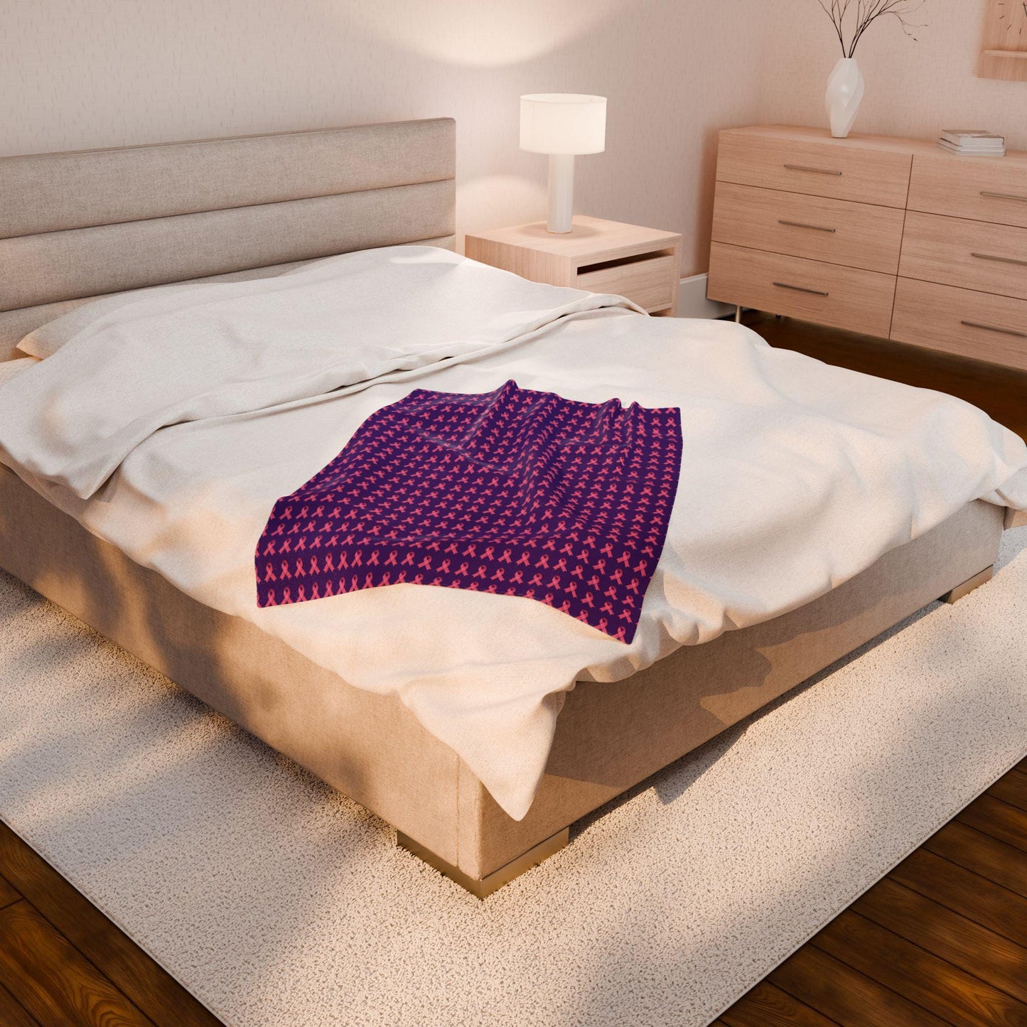 Soft Pink Velveteen Plush Blanket: Cozy Throw, Comfort Gift