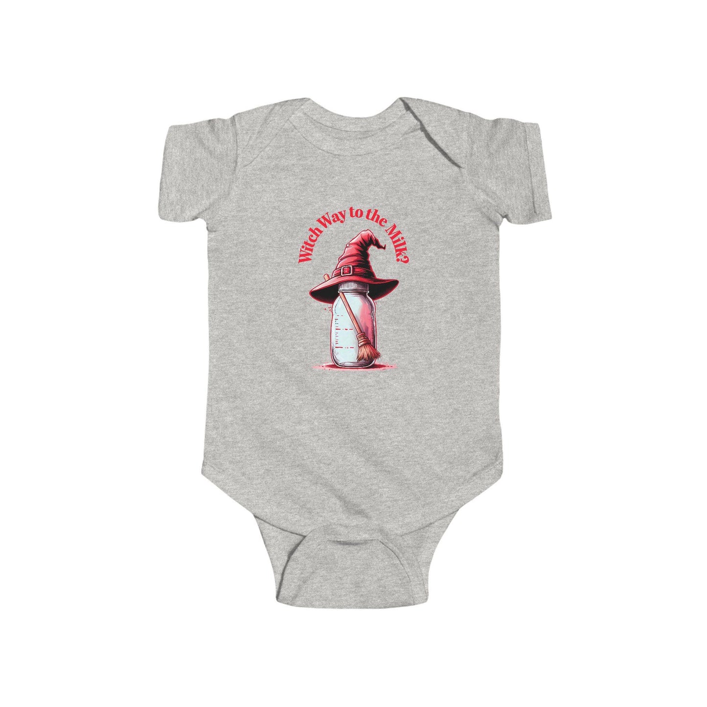 Witch Way to the Milk Infant Bodysuit: Funny Halloween Baby Outfit