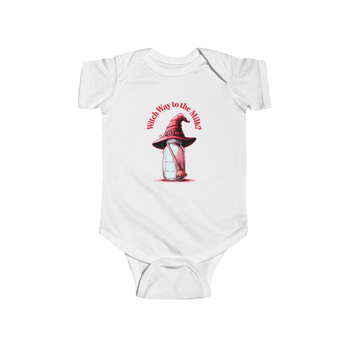 Witch Way to the Milk Infant Bodysuit: Funny Halloween Baby Outfit