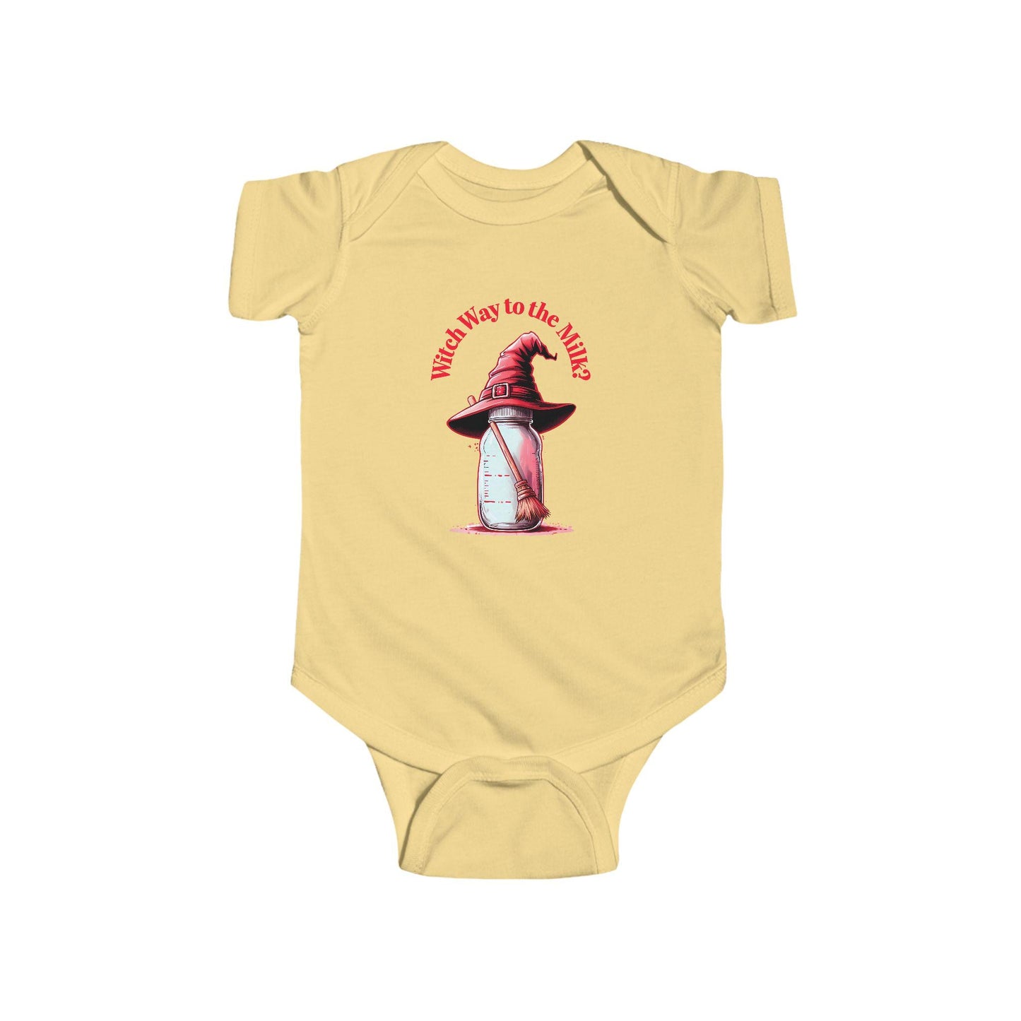 Witch Way to the Milk Infant Bodysuit: Funny Halloween Baby Outfit