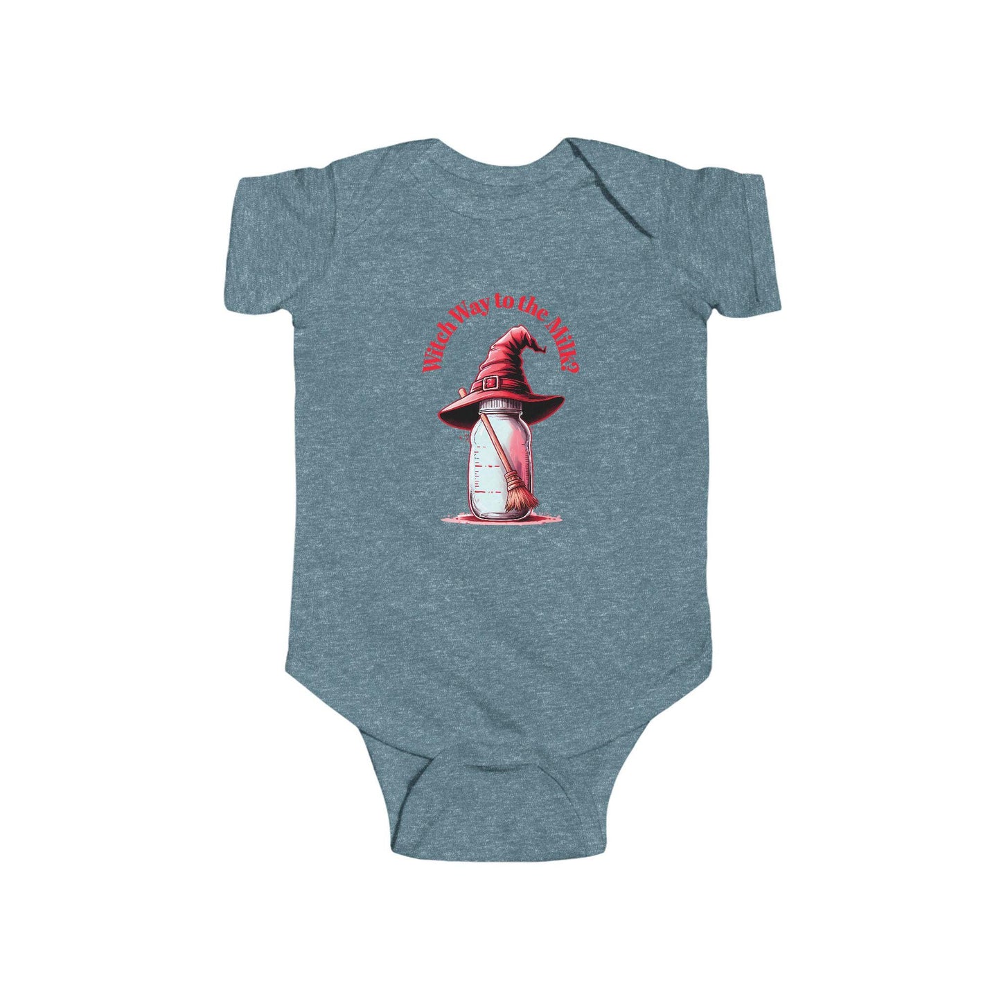 Witch Way to the Milk Infant Bodysuit: Funny Halloween Baby Outfit