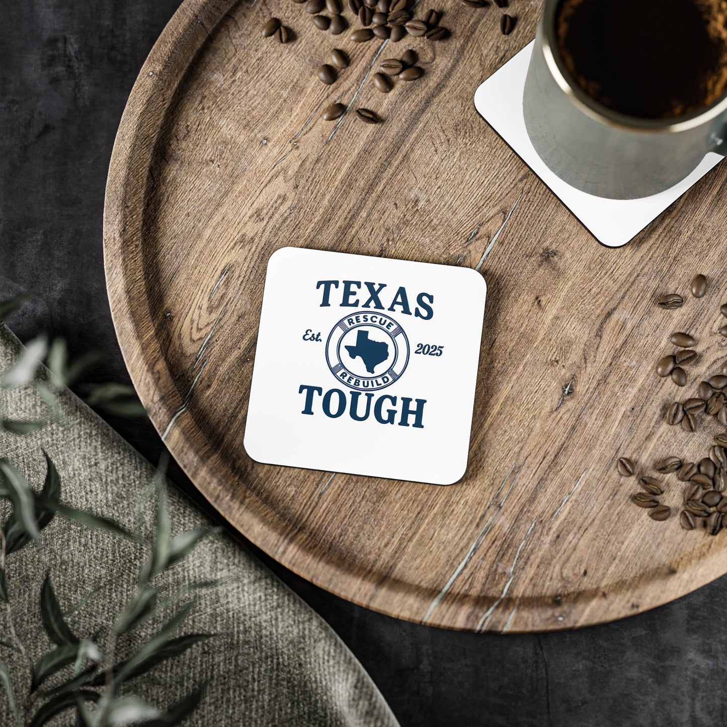 Coasters, Texas Tough Rescue and Rebuild design - strength through tragedy, Drink Coasters, Home Decor, Housewarming Gift, Texas Pride,