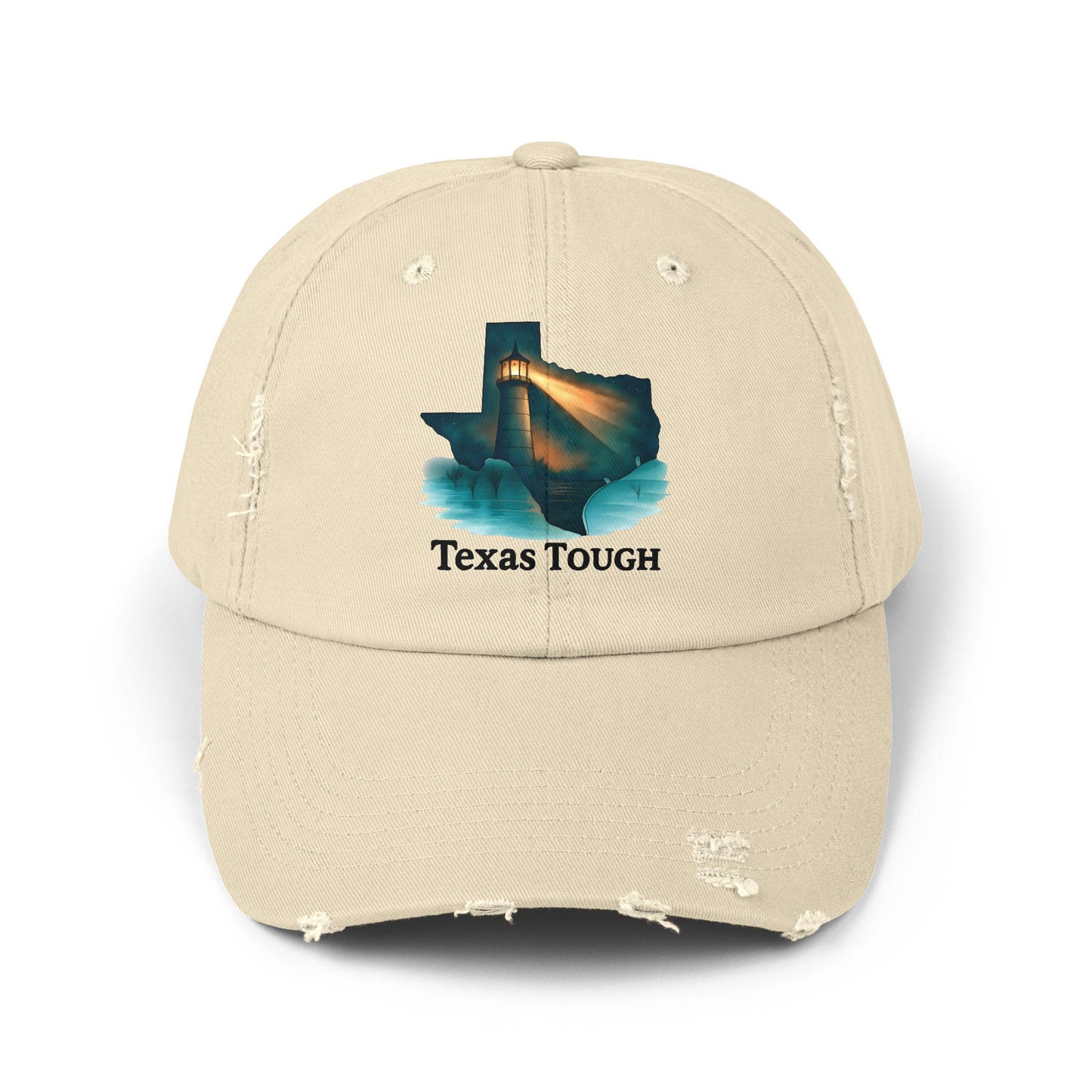 Texas Tough Lighthouse Distressed Cap: Vintage Baseball Hat