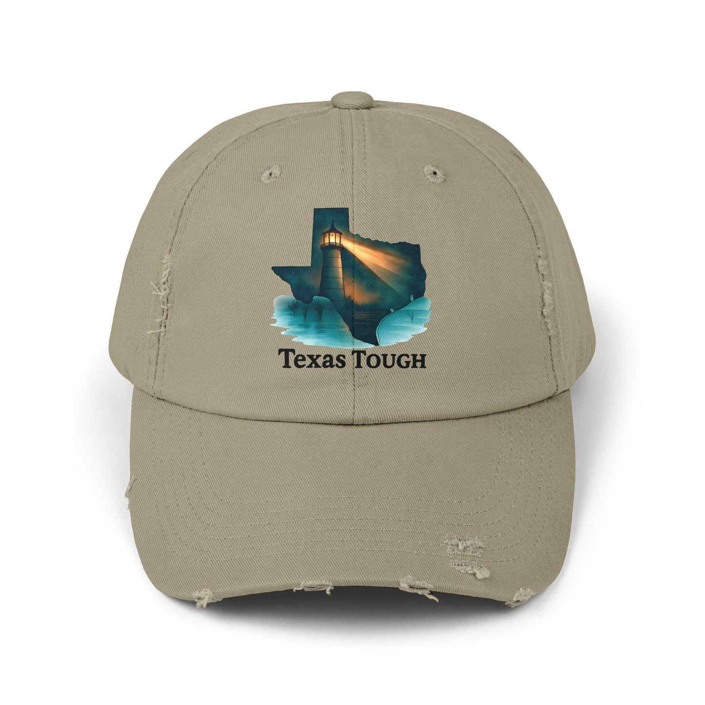 Texas Tough Lighthouse Distressed Cap: Vintage Baseball Hat