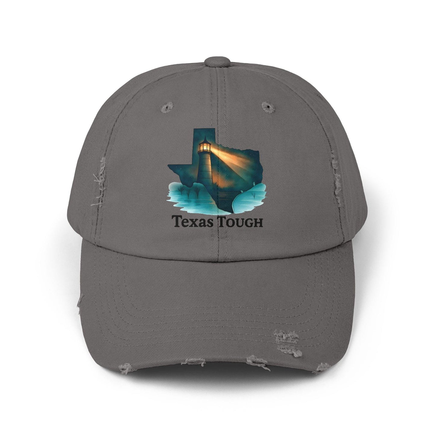 Texas Tough Lighthouse Distressed Cap: Vintage Baseball Hat