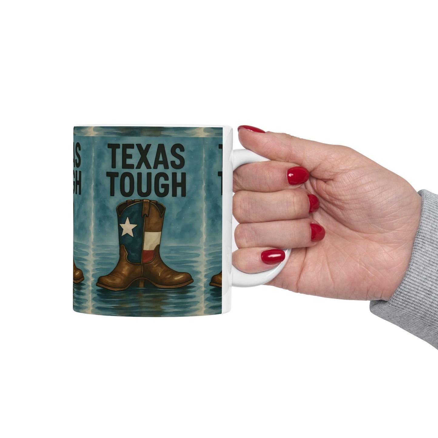 Texas Tough Ceramic Mug: Cowboy Boots Coffee Cup, Texas Pride Gift
