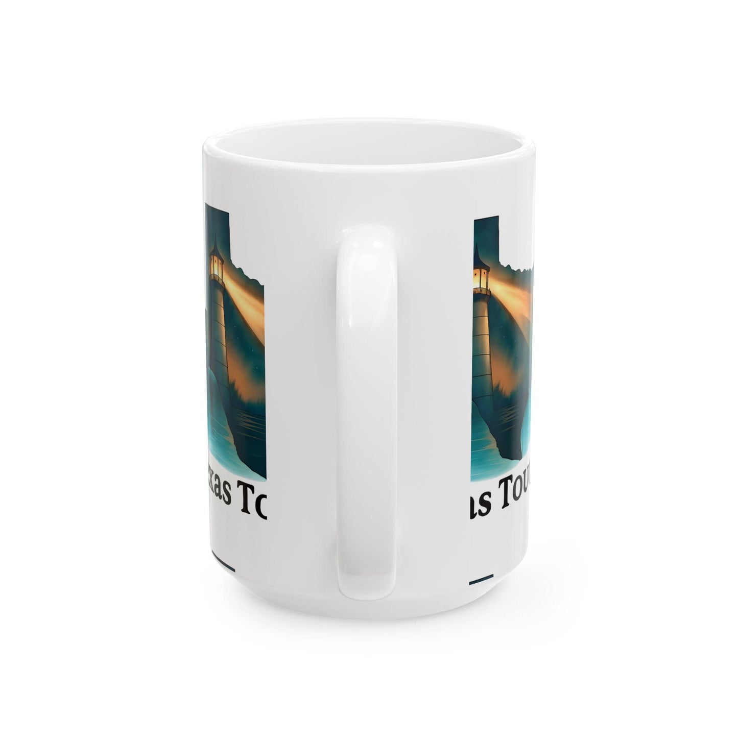 Texas Tough Ceramic Mug: Lighthouse Design, Resilience Gift