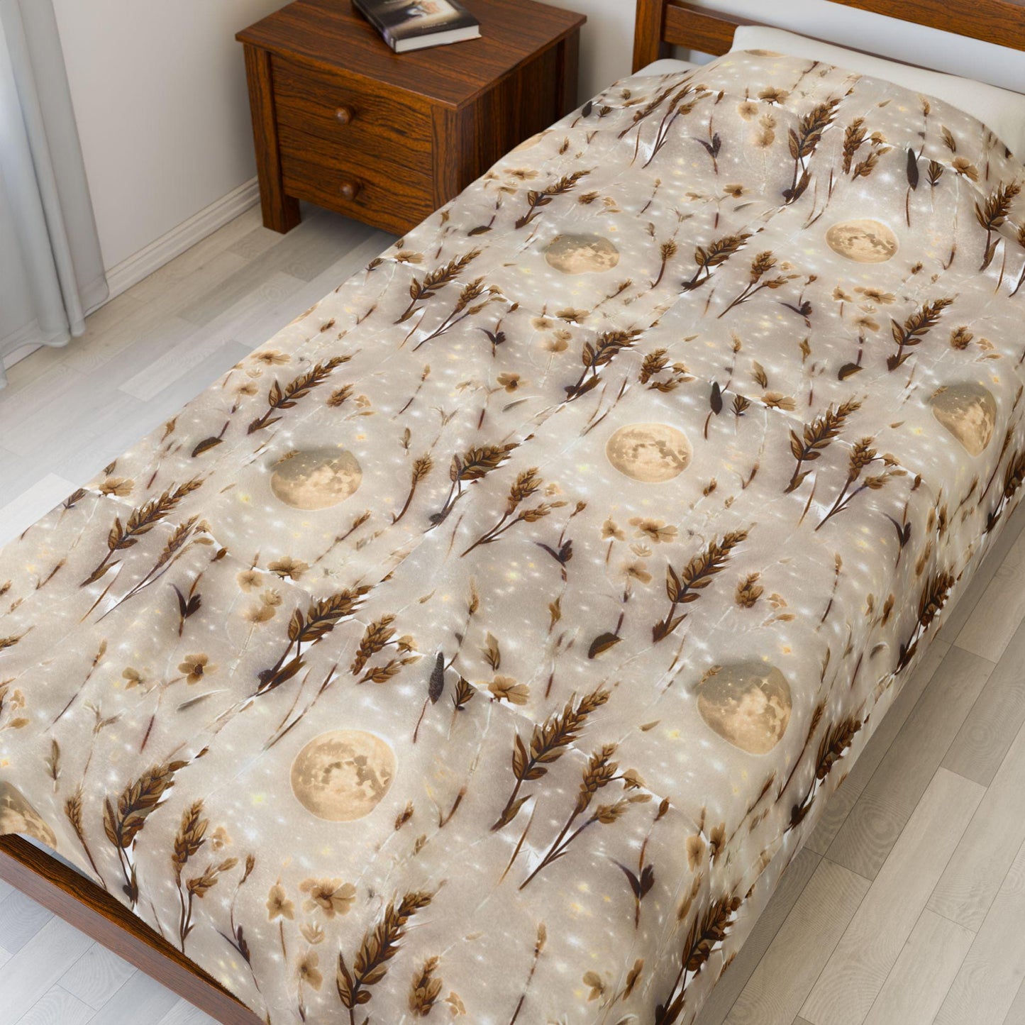 Velveteen Plush Blanket: Harvest Moon Throw, Cozy Home Decor