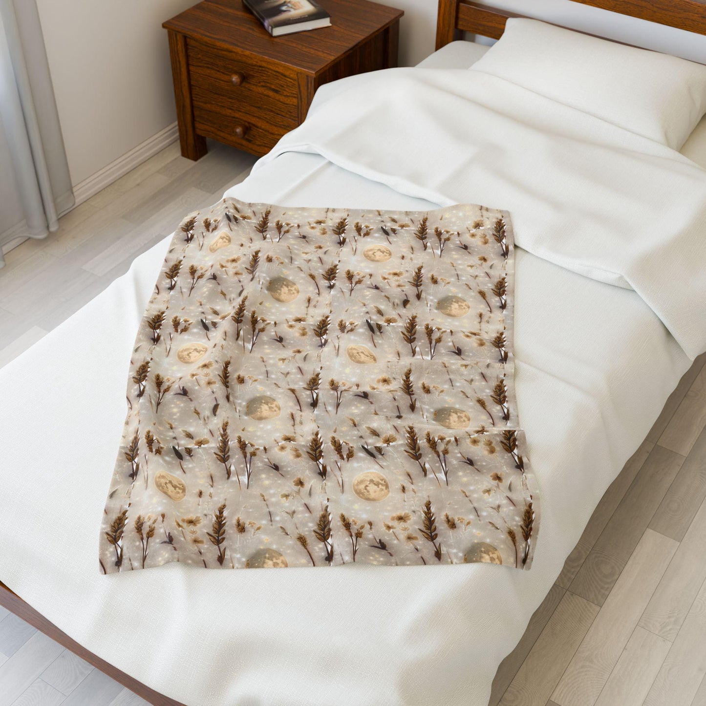 Velveteen Plush Blanket: Harvest Moon Throw, Cozy Home Decor
