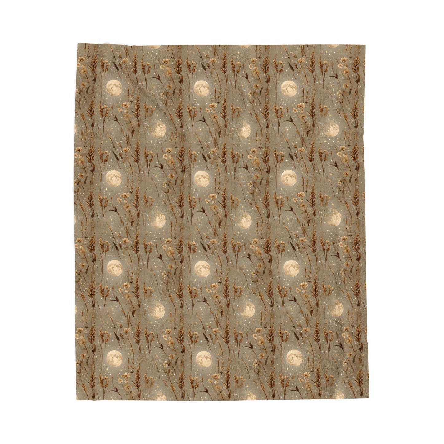 Velveteen Plush Blanket: Bohemian Cozy Throw, Harvest Moon Design