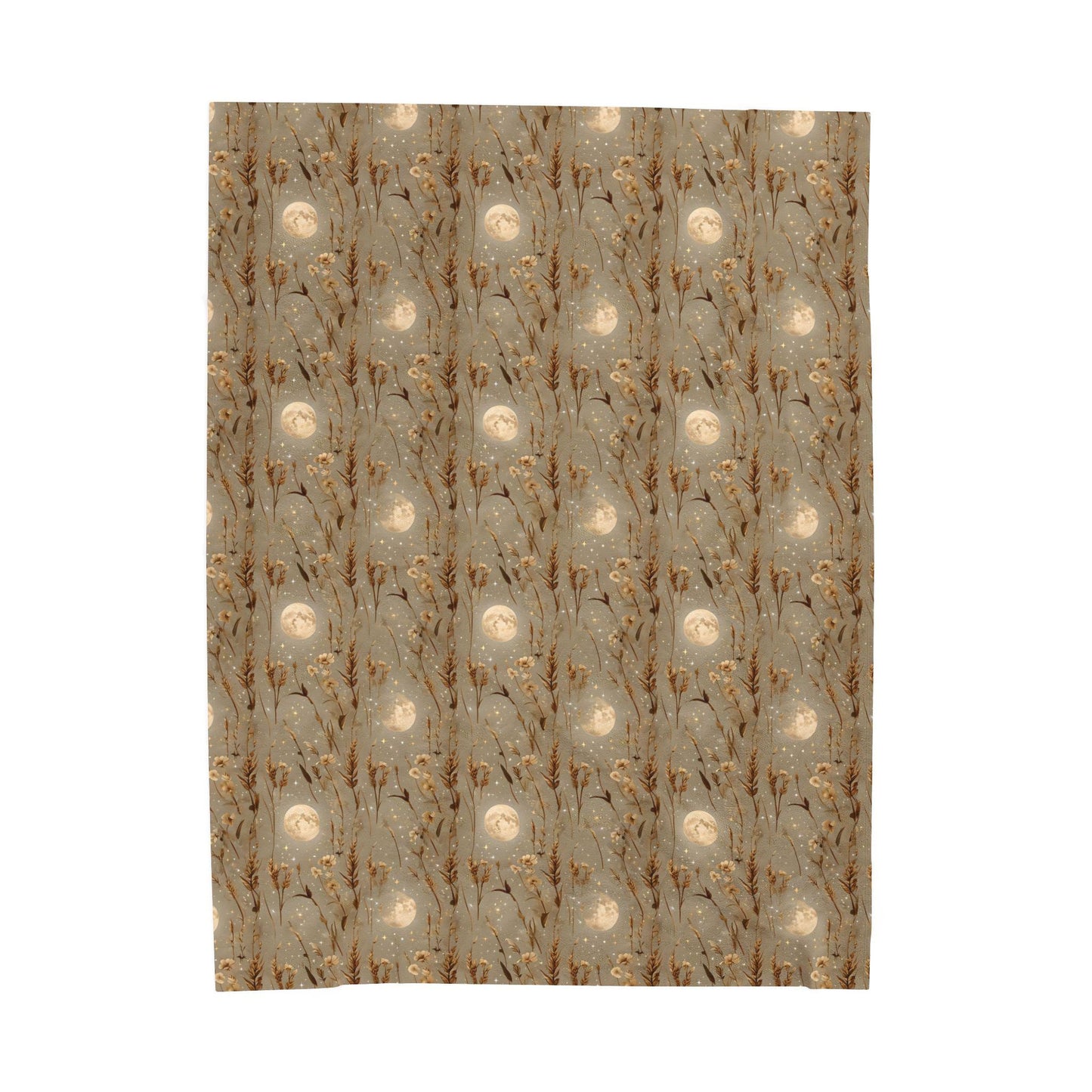 Velveteen Plush Blanket: Bohemian Cozy Throw, Harvest Moon Design