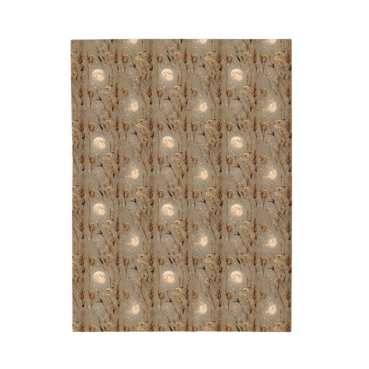 Velveteen Plush Blanket: Bohemian Cozy Throw, Harvest Moon Design