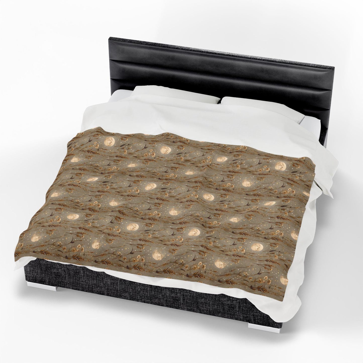 Velveteen Plush Blanket: Bohemian Cozy Throw, Harvest Moon Design