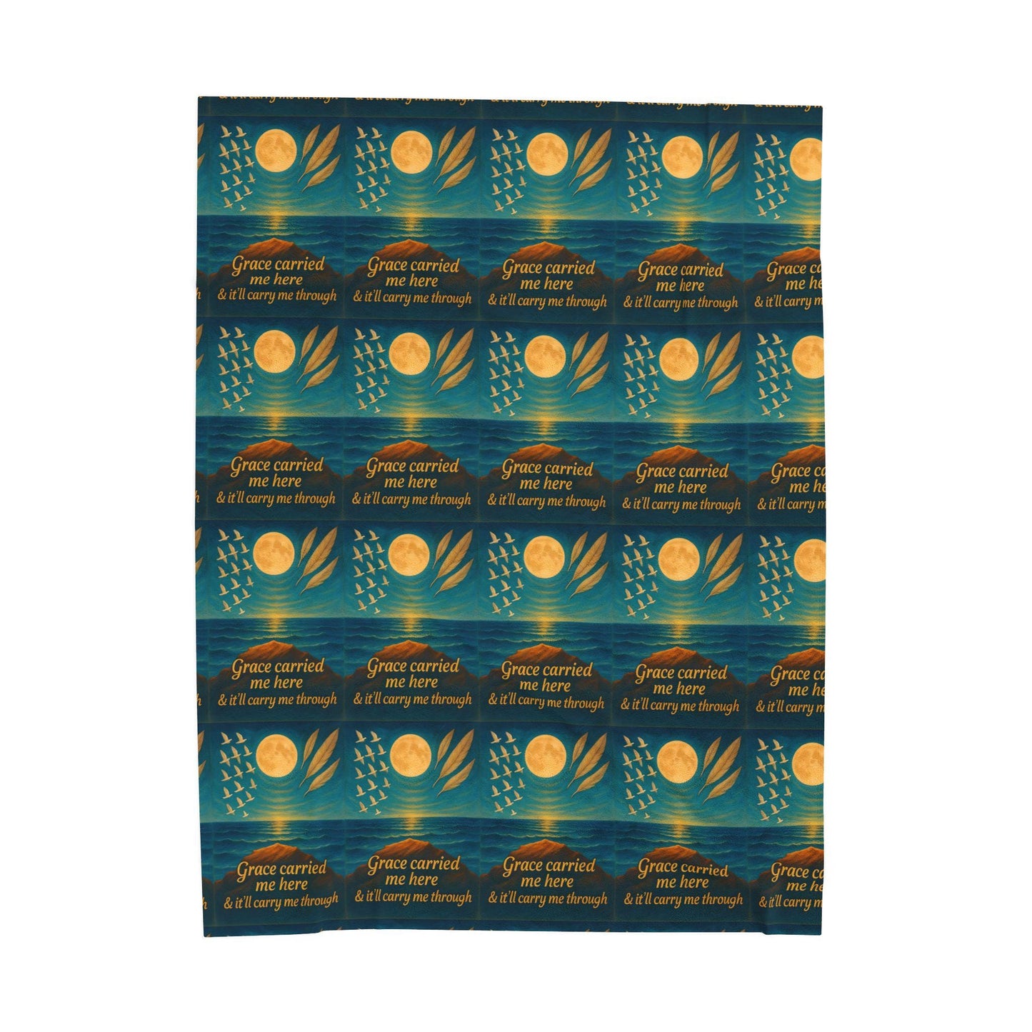 Inspirational Velveteen Plush Blanket: Grace Theme, Motivational Decor