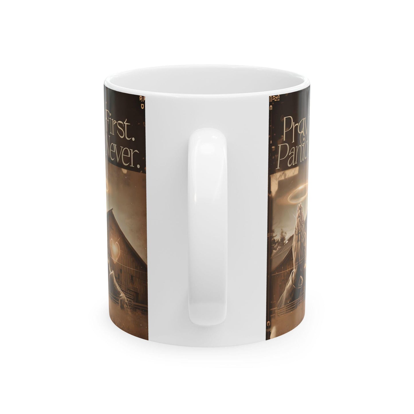 Pray First, Panic Later Ceramic Mug: Inspirational Coffee Lover Gift