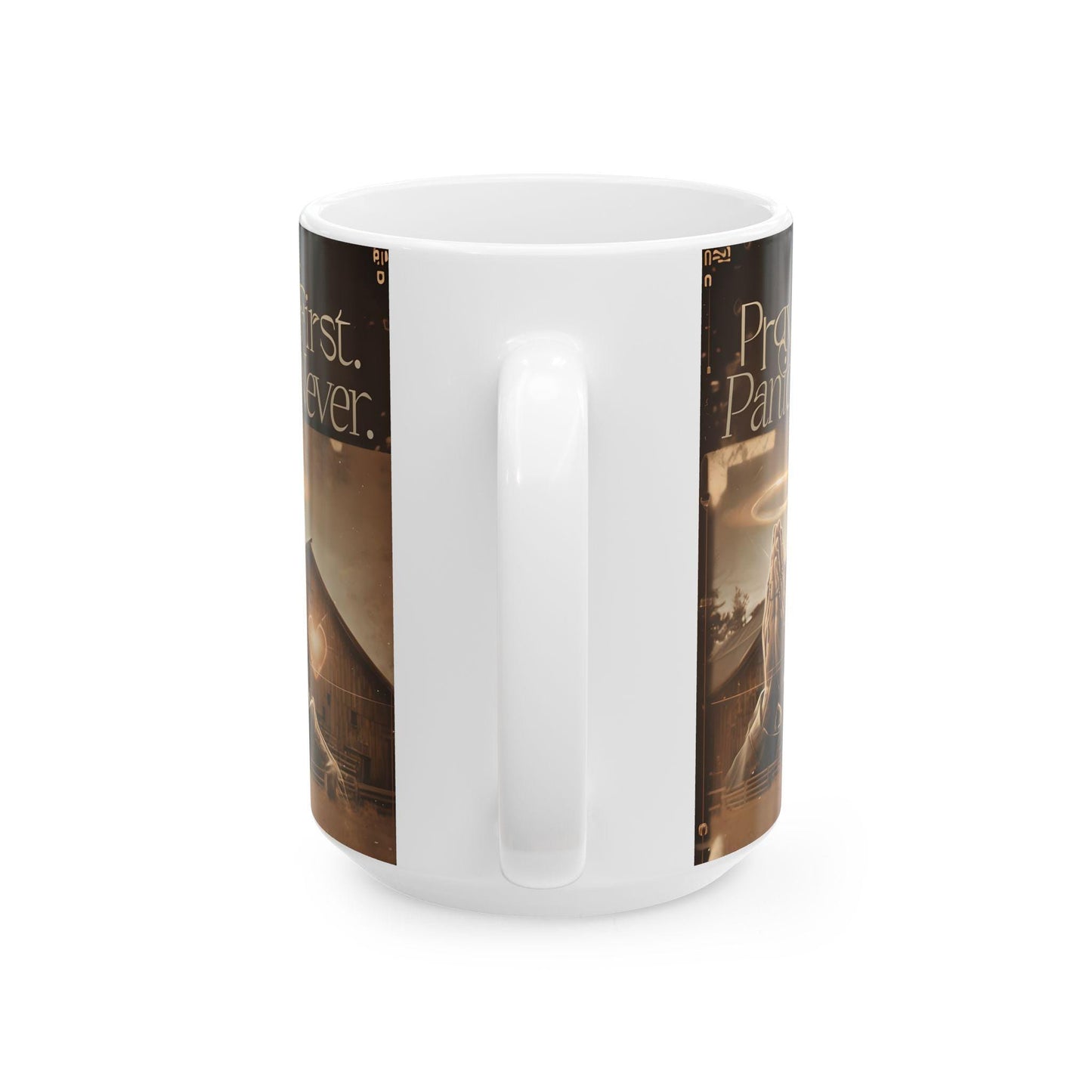 Pray First, Panic Later Ceramic Mug: Inspirational Coffee Lover Gift