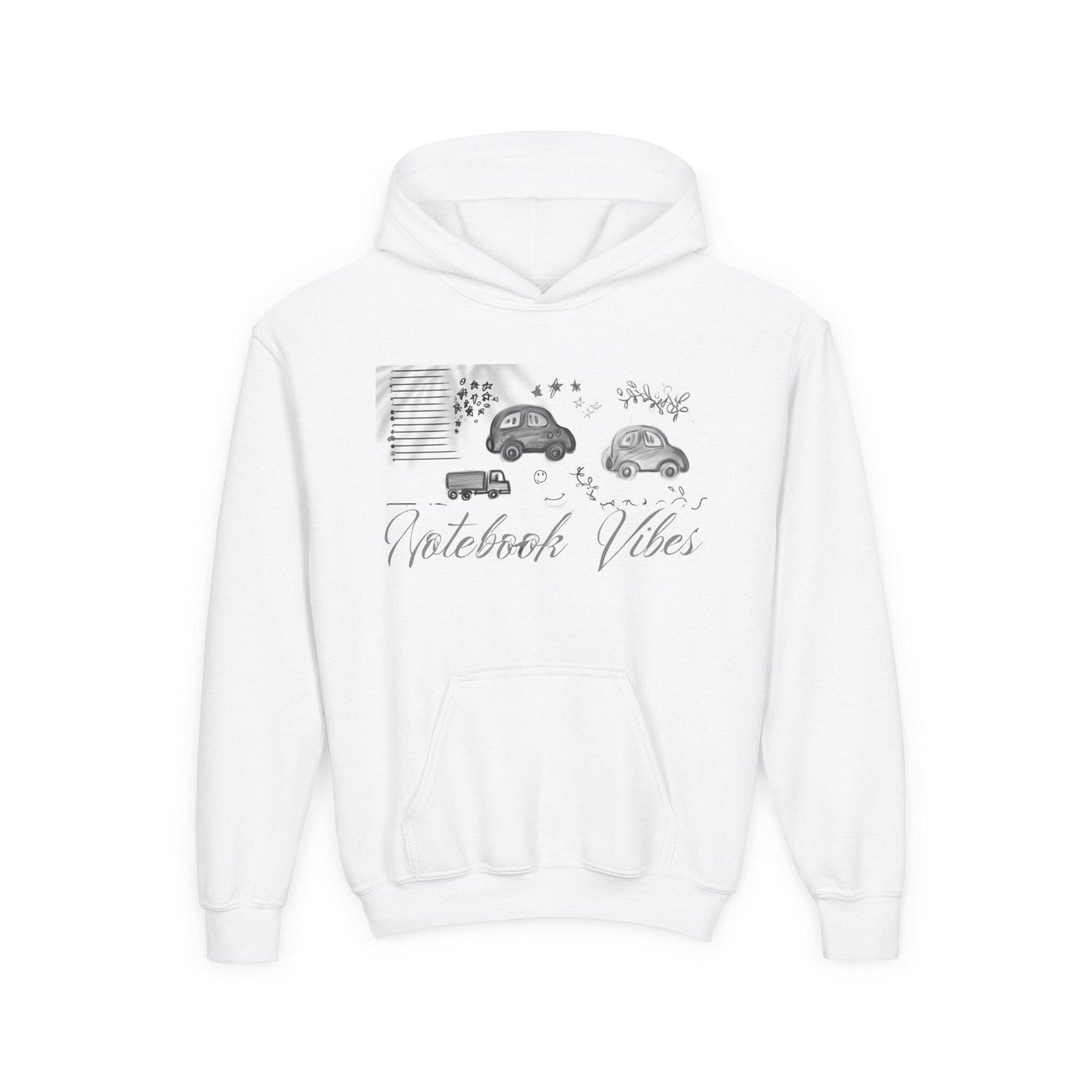 Notebook Vibes Youth Hoodie, Cool Car Design Sweatshirt, Gift for Teen Boys Girls, Casual Wear, Birthday Present, Art Lover Apparel