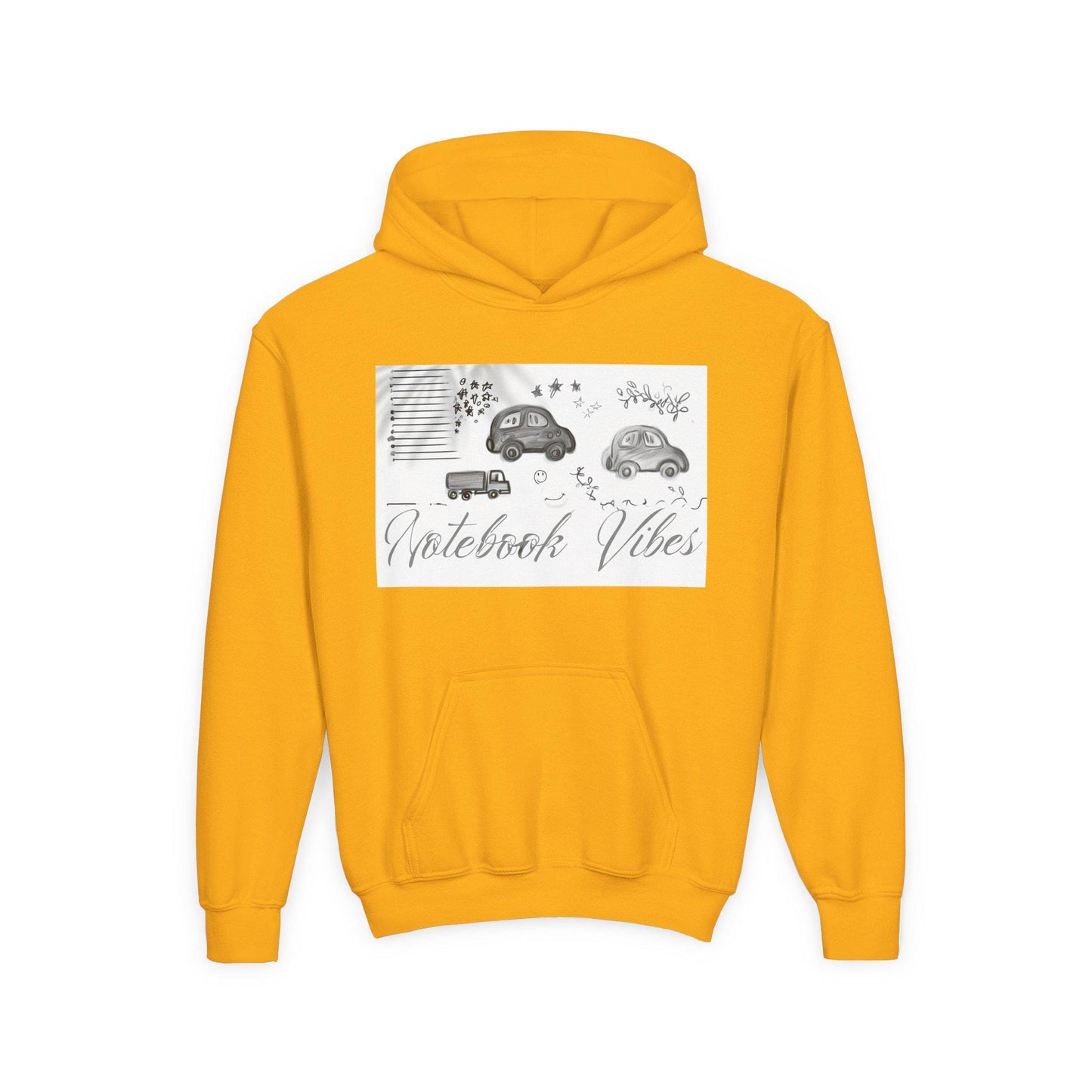 Notebook Vibes Youth Hoodie, Cool Car Design Sweatshirt, Gift for Teen Boys Girls, Casual Wear, Birthday Present, Art Lover Apparel