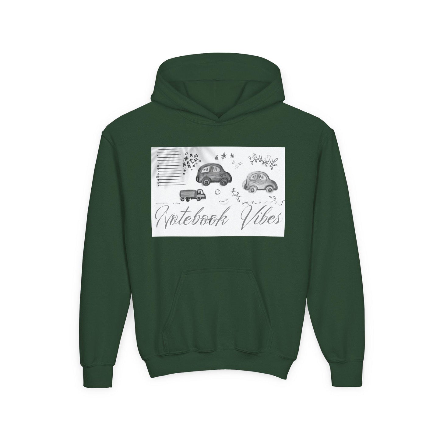 Notebook Vibes Youth Hoodie, Cool Car Design Sweatshirt, Gift for Teen Boys Girls, Casual Wear, Birthday Present, Art Lover Apparel
