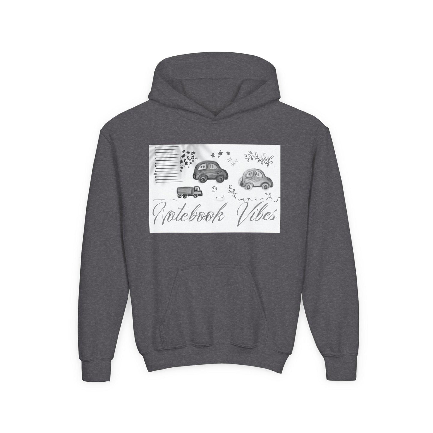 Notebook Vibes Youth Hoodie, Cool Car Design Sweatshirt, Gift for Teen Boys Girls, Casual Wear, Birthday Present, Art Lover Apparel